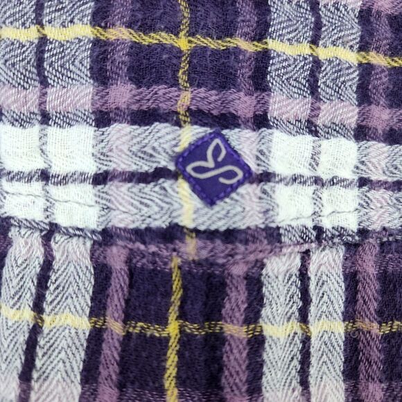 🔹️Prana Purple Plaid Riley Button Long Sleeve Top Large - Picture 8 of 12